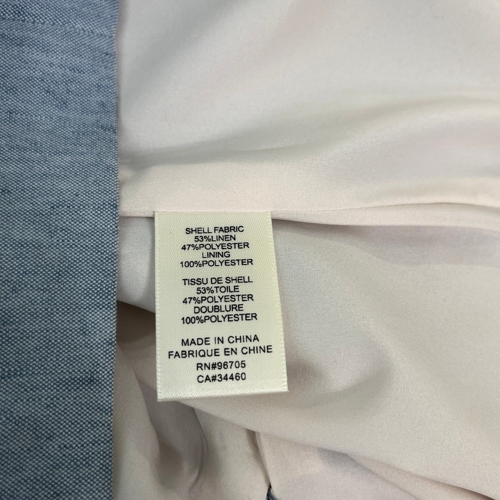 Rebecca Taylor Tailored Dress Womens 6‎ Blue Linen Blend Ruffle Sleeve Career - Picture 6 of 10
